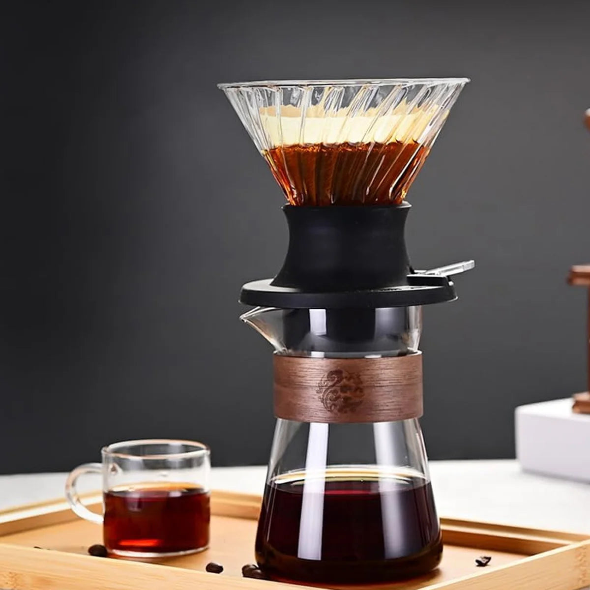 Pour Over Coffee Maker Set, Portable Coffee Pot Filter- Include Borosilicate Glass Coffee Sharing Pot, 100pcs Paper Filter Peaceful Pleasures Health and Wellness