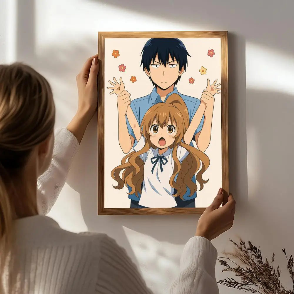Anime T-Tiger & Dragon Poster HD Self Adhesive Waterproof Wall Art Ideal for Home Office Dorm Bedroom Great Gift Peaceful Pleasures Health and Wellness White3 30X40cmNoframe