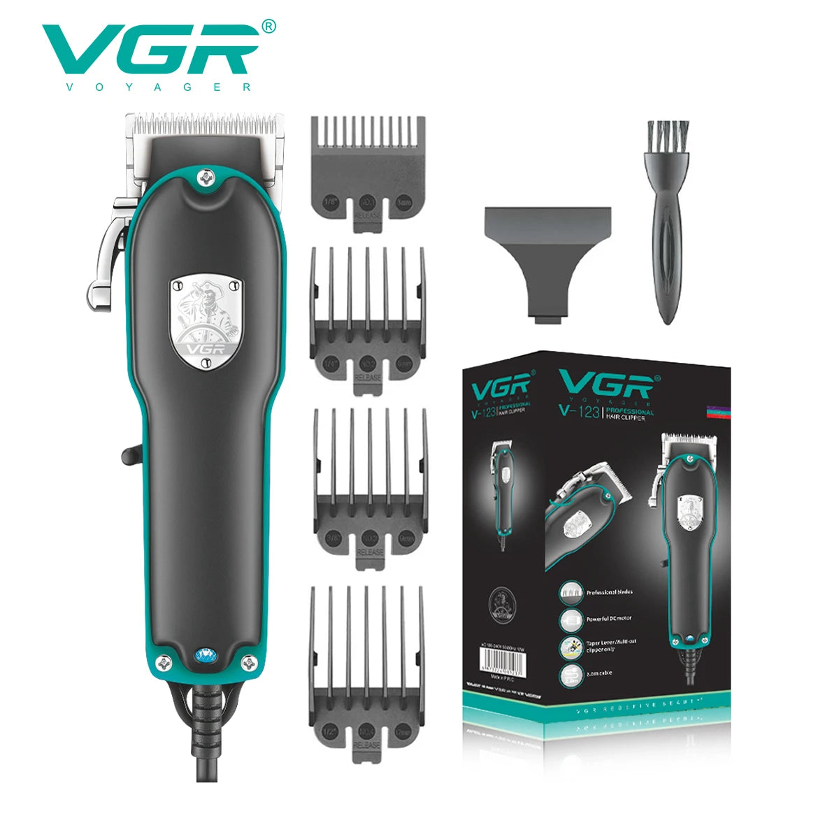 VGR Professional Electric Hair Clipper with Super Power Direct Insertion Hair ClipperMetal Blade Cleaning and Hair Removal V-123 Peaceful Pleasures Health and Wellness EU EU Plug