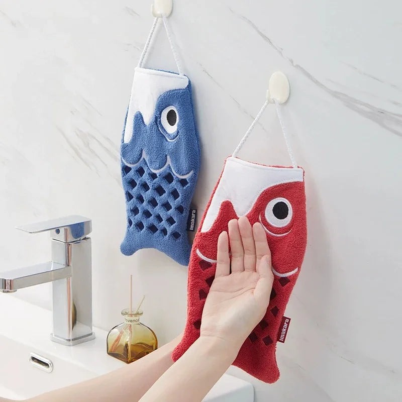 1pc Cartoon Koi Hanging Handkerchiefs for Home Bathroom Children's Super Absorbent Kitchen and Home Square Soft Handkerchiefs Peaceful Pleasures Health and Wellness