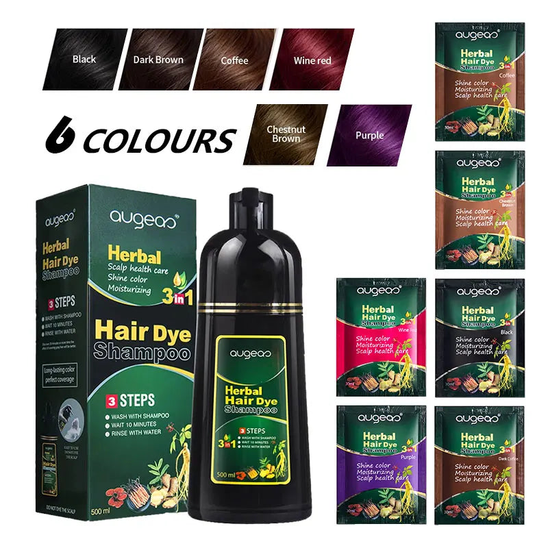 Natural Plant Hair Dye Shampoo – 6 Colors, Fast Gray Coverage, 30–500ml Peaceful Pleasures Health and Wellness