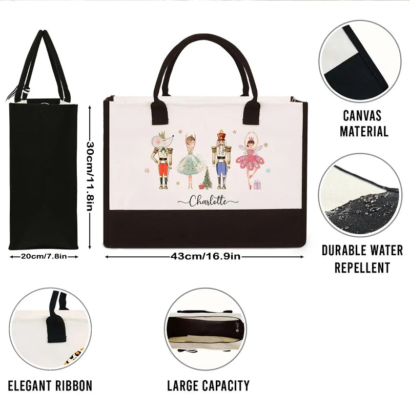 Personalized Nutcracker Ballet Tote Bag | Custom Christmas Gift Personalized Tote Bag Peaceful Pleasures Health and Wellness