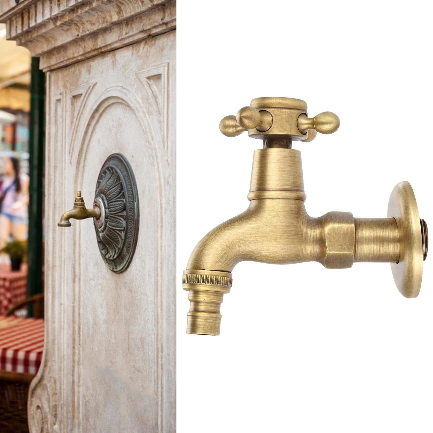 Single Handle Faucet Vintage Solid Brass Washing Machine Wall Mounted