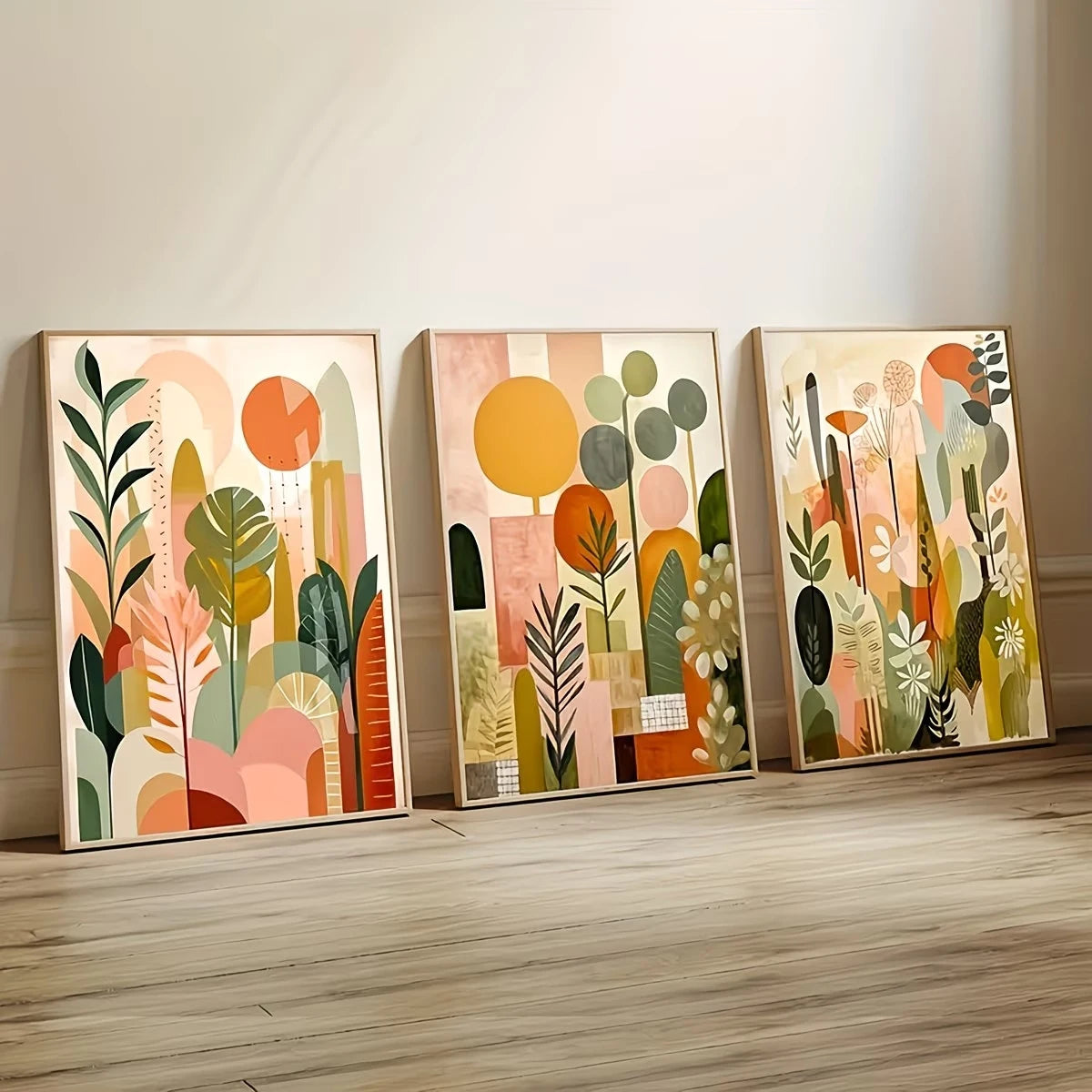3-Piece Tropical Jungle Canvas Wall Art | Colorful Abstract Print