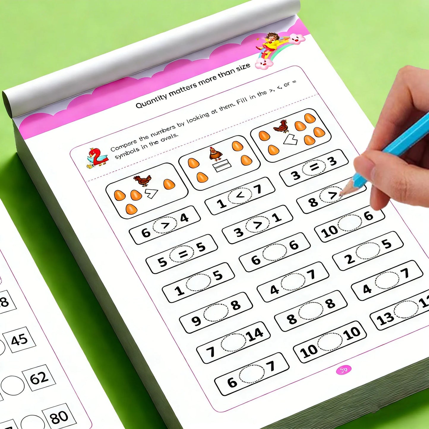32 Pages Number Comparison Math Workbook Preschool Quantity Activity