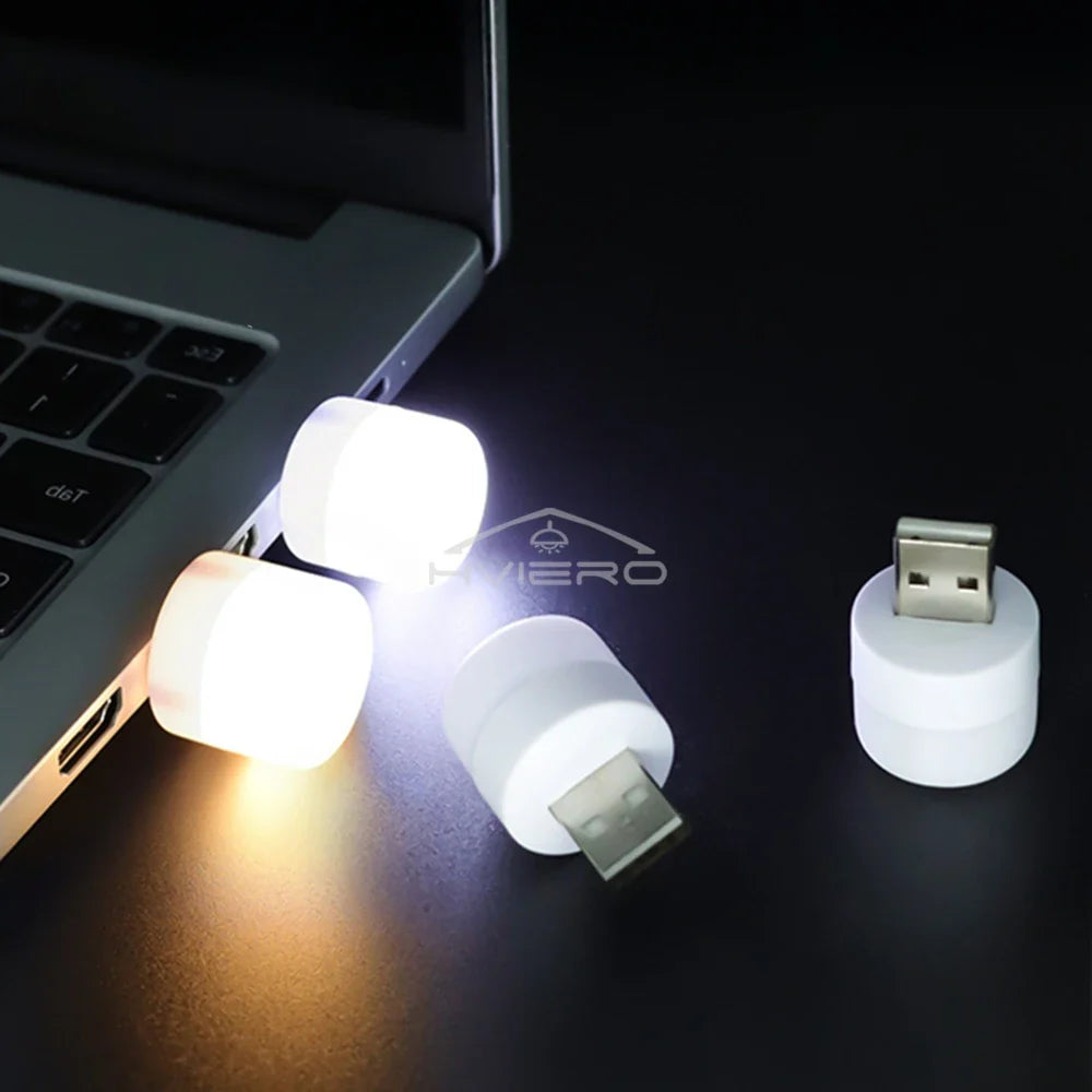 HVIERO USB LED Night Light – Warm & White Glow, Plug & Play