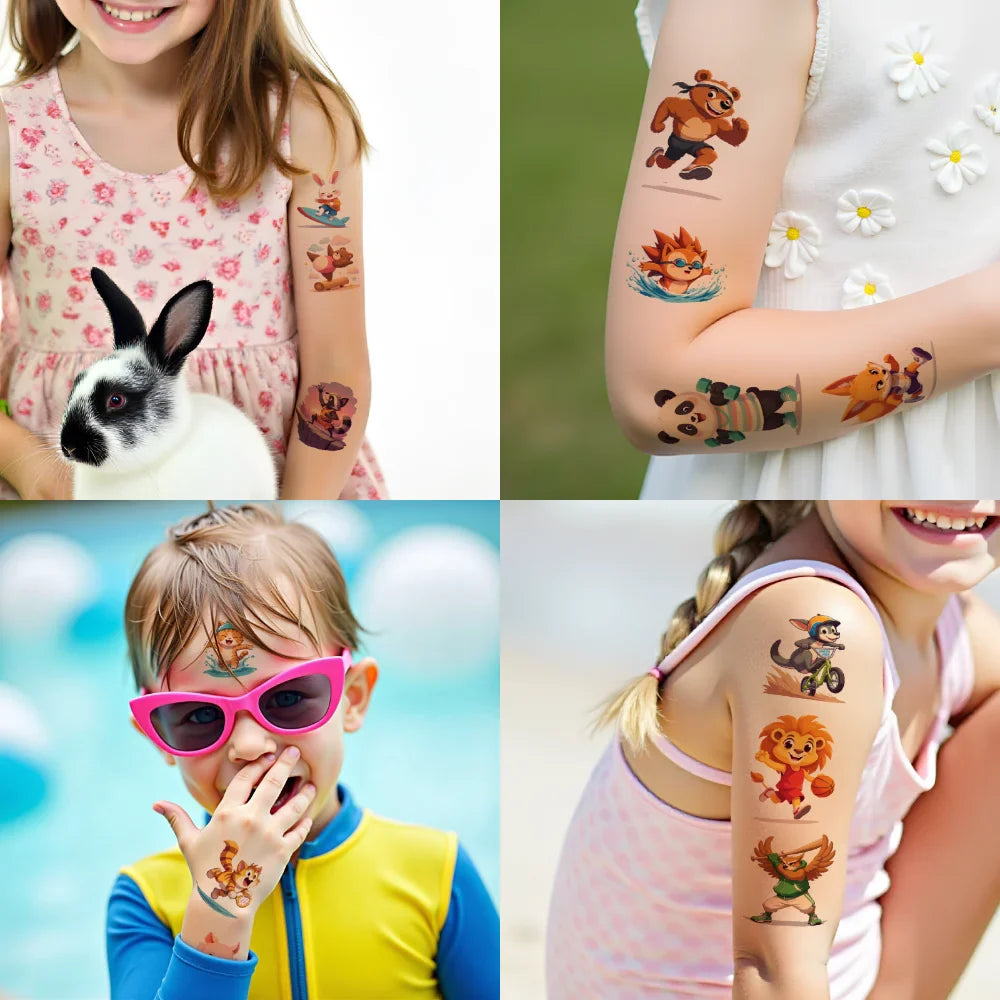 63-Piece Waterproof Temporary Tattoo Stickers – Animal & Anime