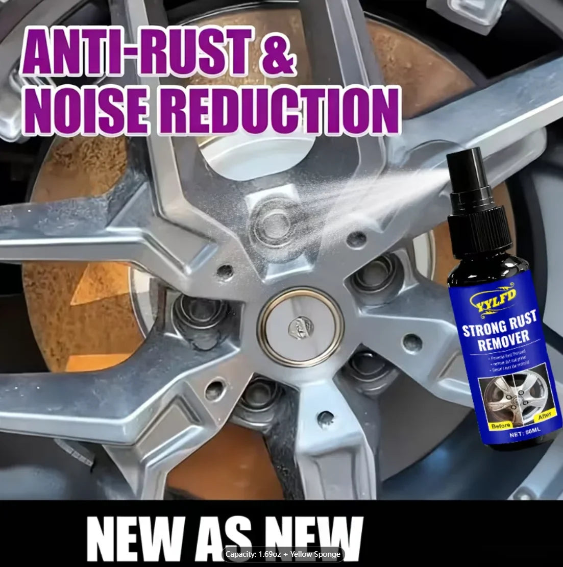 Car Brake Disc Rust Remover Spray | Powdered Formula Metal Safe