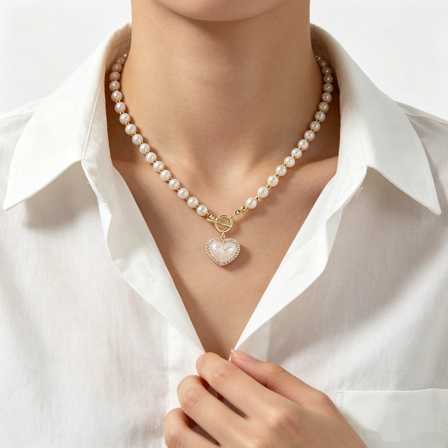 New Heart-shaped Pearl Necklace For Women Heart Pendant Necklaces Niche Chokers Necklace Accessories Luxury Jewelry Gifts Peaceful Pleasures Health and Wellness