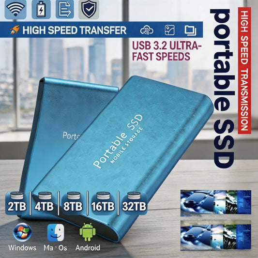 Mini External SSD 2TB–16TB | USB 3.2 Portable Hard Drive Portable External SSD Peaceful Pleasures Health and Wellness