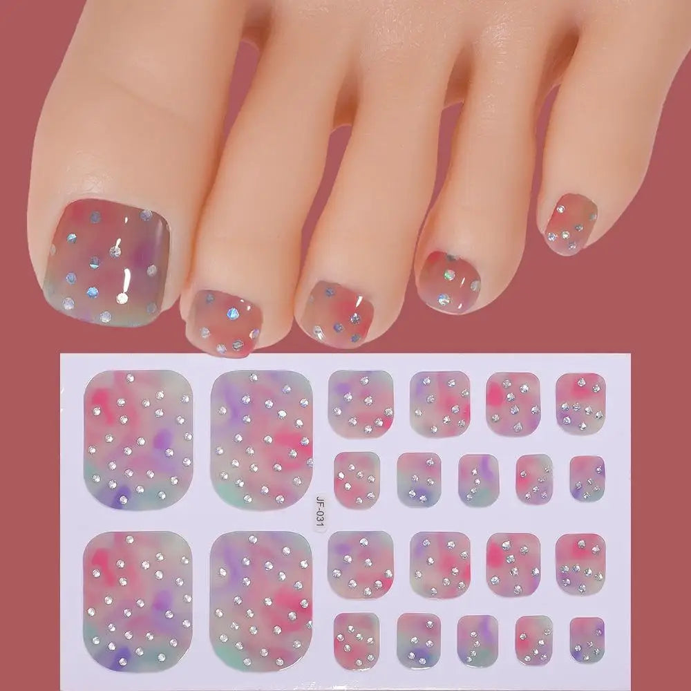 22tips/Sheet Glitter Toenail Stickers Glittering Full Wraps for Summer Pool and Beach for Nail Art and Decorative Nail Decals Peaceful Pleasures Health and Wellness A