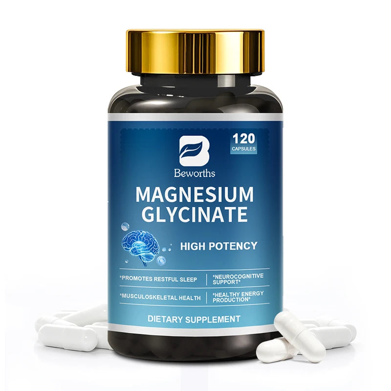 BEWORTHS Magnesium with Ashwagandha & GABA – Sleep, Mood & Bone Support Dietary Supplement Peaceful Pleasures Health and Wellness 120pcs 1bottle United States