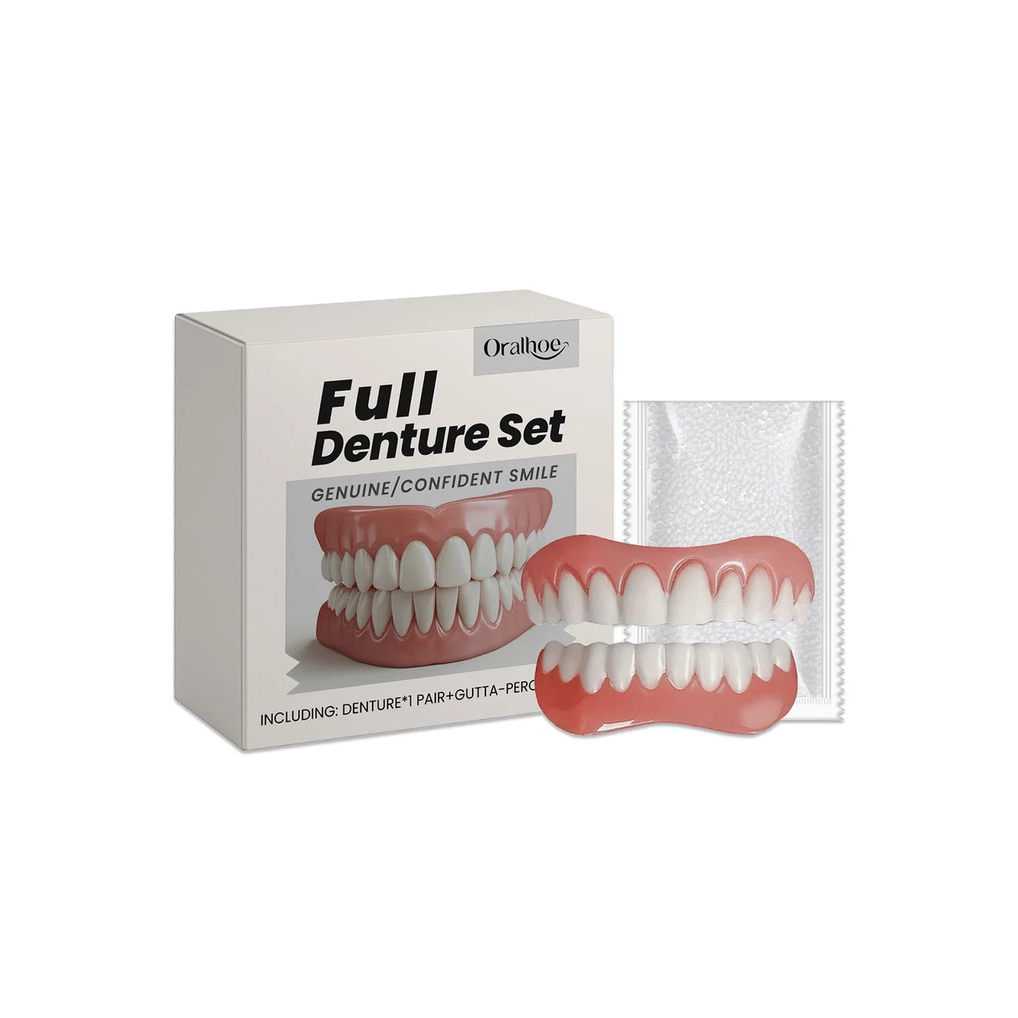 Silicone Denture Full Set – Upper & Lower False Teeth Kit
