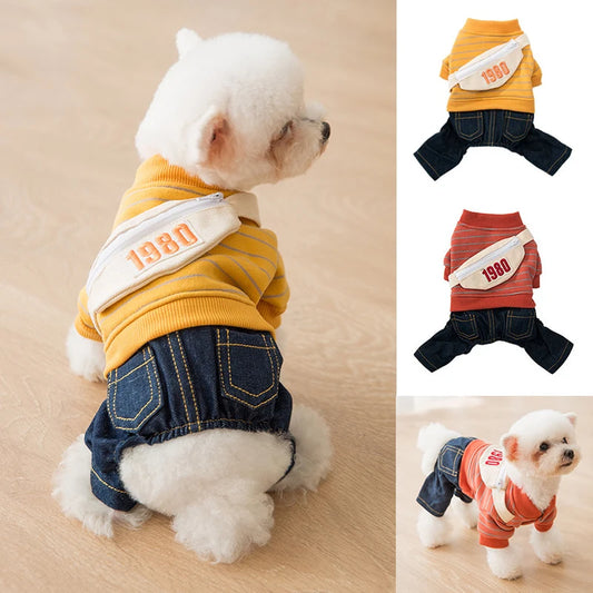Cute Winter Dog Clothes | Denim & Sweater Outfit XS–XL Dog Clothing Peaceful Pleasures Health and Wellness