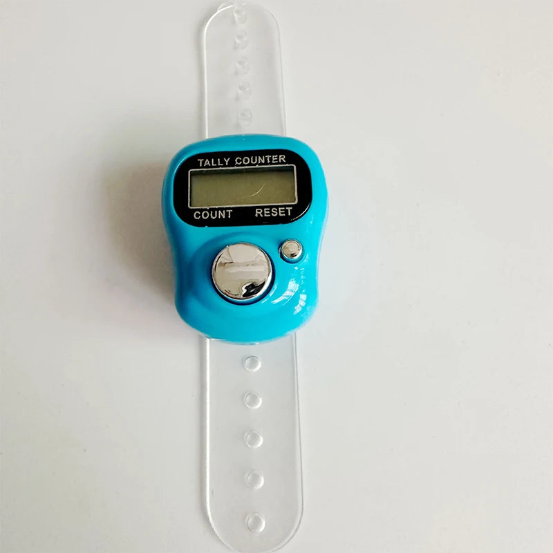 Versatile Mini Finger Counter Compass LED Electronic Handheld Tally Counter Clicker Counter Ring 0-99999 Peaceful Pleasures Health and Wellness sky blue
