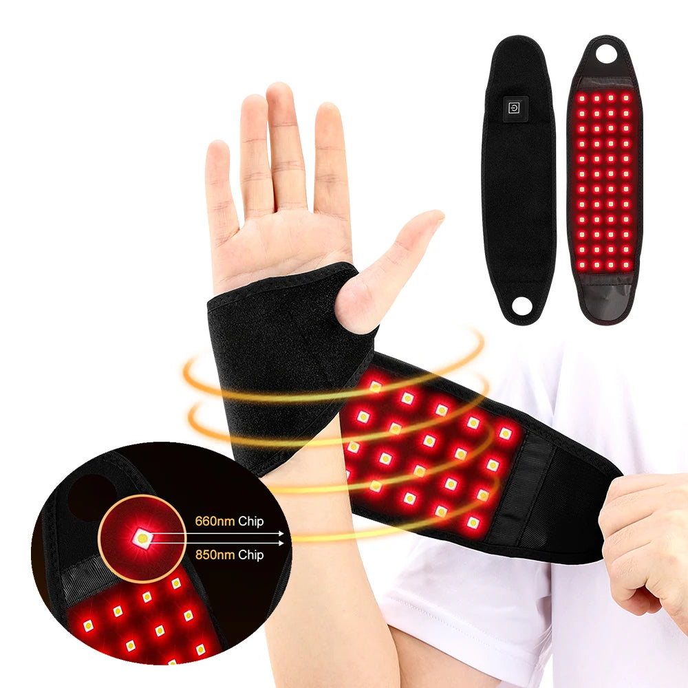 Red Light Therapy Strap 48 660nm & 850nm Wristband Brace LED Infrared Heating Pad Hand Carpal Tunnel Wrist Muscle Relieve Belt Peaceful Pleasures Health and Wellness