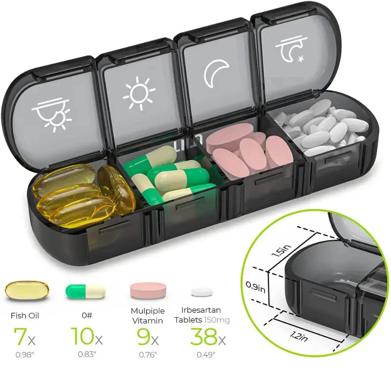 7 Days Pill Medicine Box Weekly Tablet Holder Storage Organizer Container Case Pill Box Splitters Pill Case Organizer Peaceful Pleasures Health and Wellness