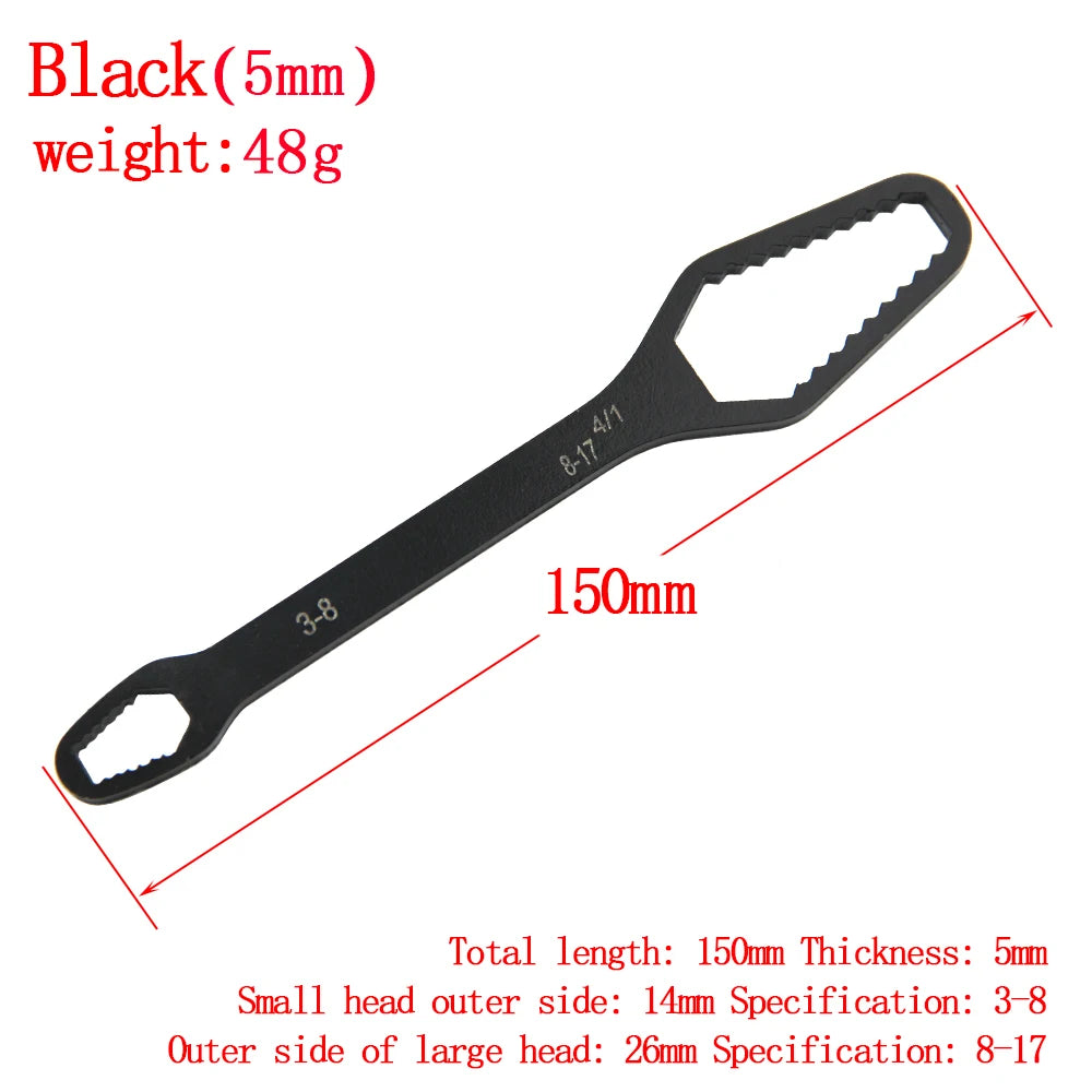 3-17mm multifunctional double end box wrench 8-22mm hexagonal solid wrench for tightening various diameter screws and nuts Peaceful Pleasures Health and Wellness Black 3-17mm