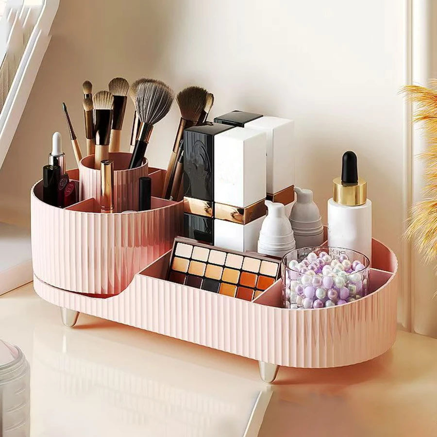 360° Rotating Makeup Organizer – Large Capacity Cosmetic Display Case & Storage Box for Brushes, Eyeliner & Beauty Products