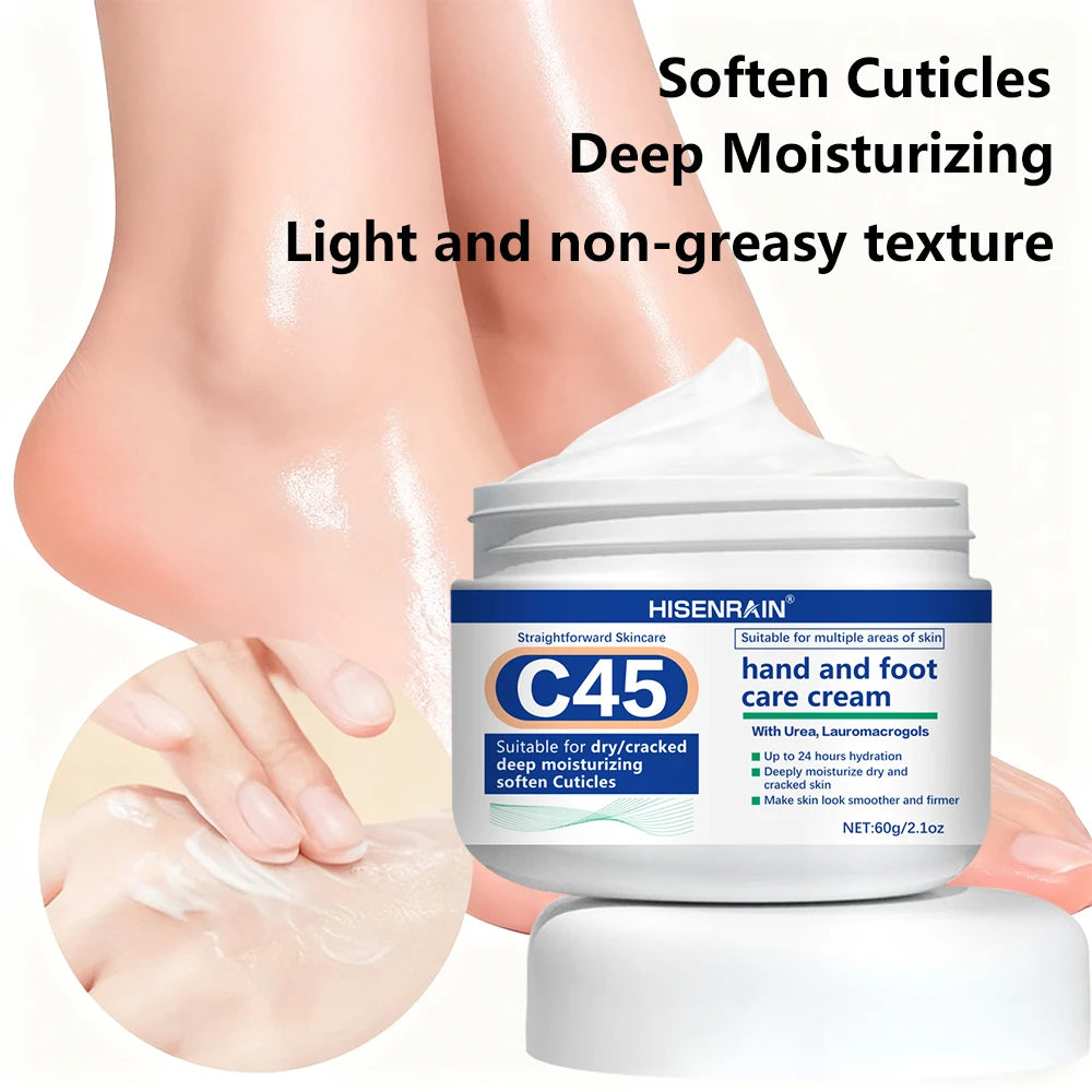 HISENRAIN Mineral & Coconut Oil Hand Foot Cream - Intense Repair for Dry Cracked Skin, 24H Moisturizing Non-Greasy Formula. Peaceful Pleasures Health and Wellness