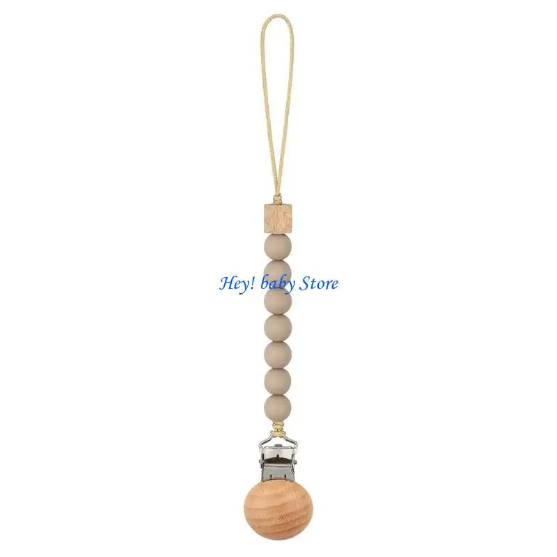 Baby Pacifier Clip Chain | Silicone Beads & Wooden Teether