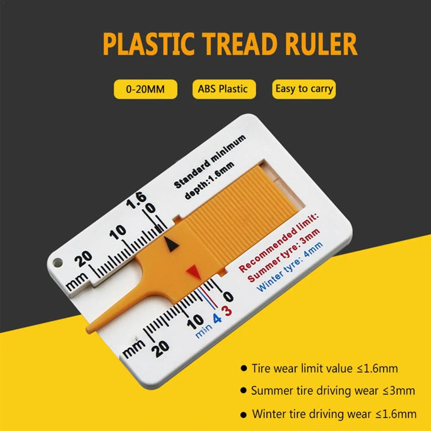 Digital Tire Tread Depth Gauge | 0-25mm Pocket Meter