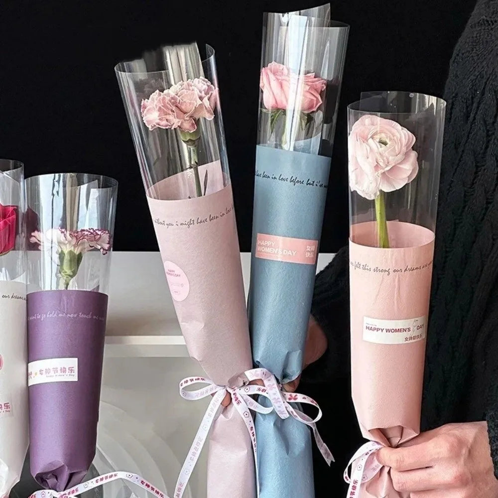 20-Pack Waterproof Single Flower Wrapping Bags | Clear Bouquet