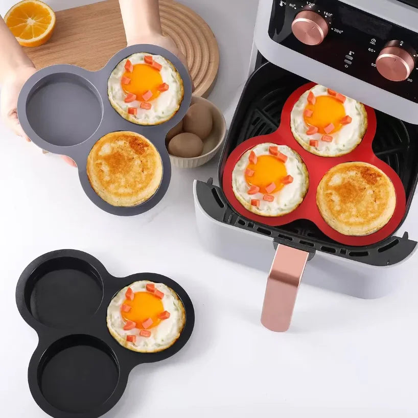 2-Pack Silicone 3-Cavity Egg Muffin Mold for Air Fryer & Oven