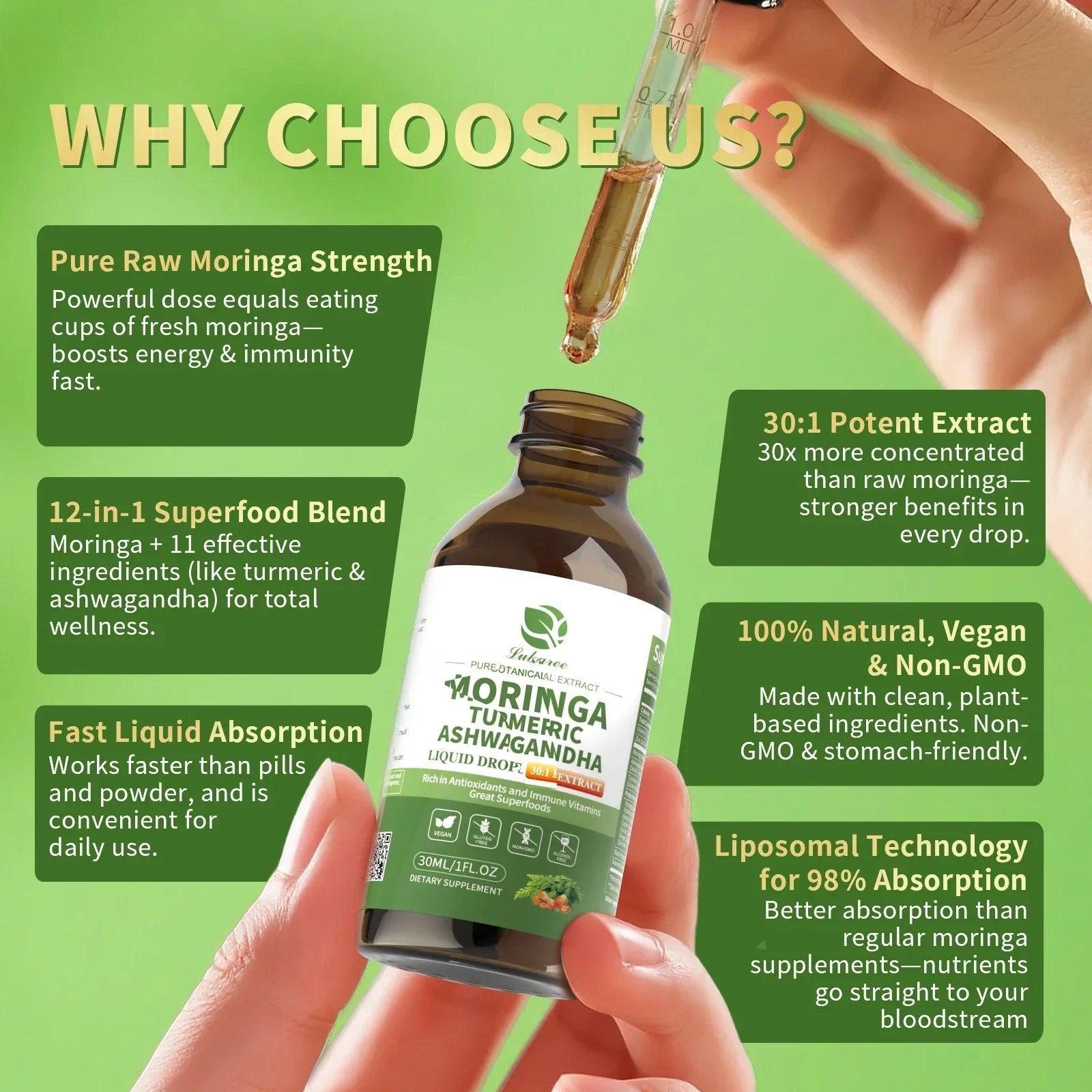 Organic Moringa Drops – 8-in-1 Superfood Blend | Beworths Peaceful Pleasures Health and Wellness