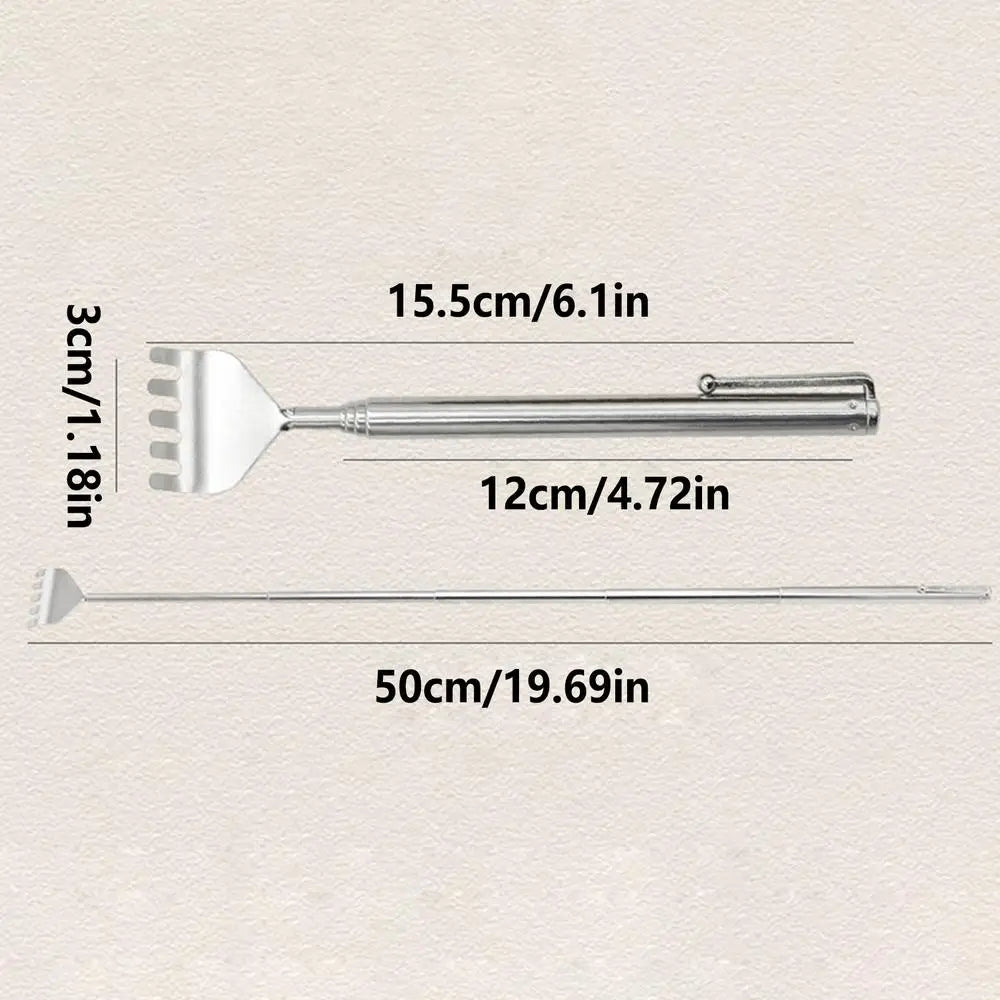 Extendable Back Scratcher Telescopic Stainless Steel Massager Long Reach Retractable Itch Remover For Home Gym Car Sleeping Peaceful Pleasures Health and Wellness A