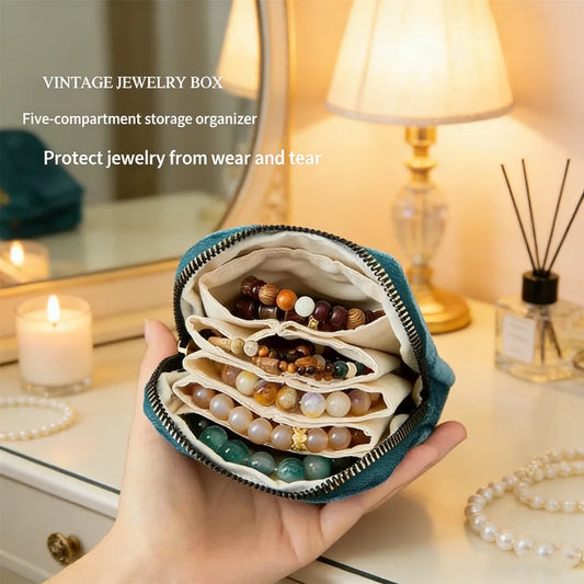 Luxury Velvet Jewelry Organizer Bag – 5-Compartment Pouch Jewelry Organizer Pouch Peaceful Pleasures Health and Wellness