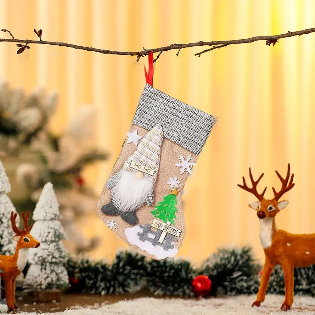 4-Pack 3D Gnome Plush Christmas Stockings | Festive Holiday Decor