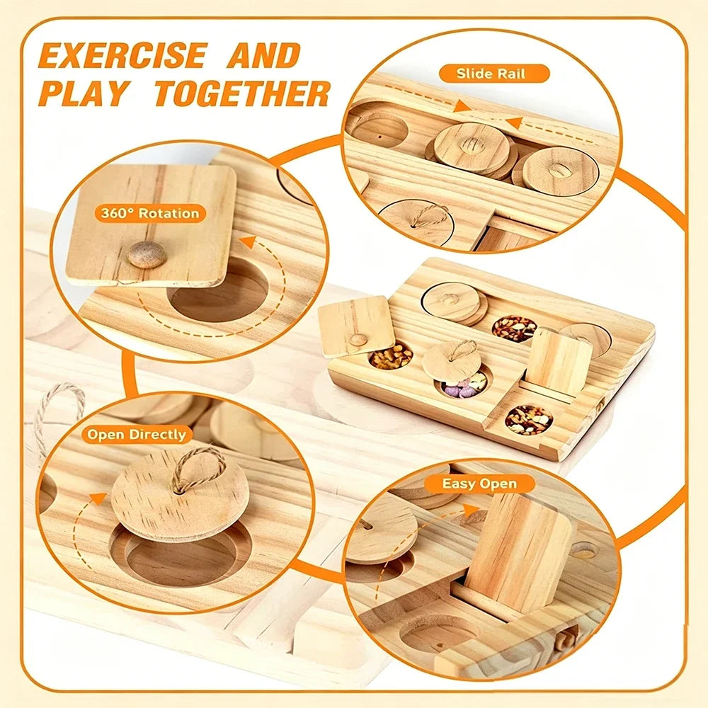 6-in-1 Wooden Foraging Toy for Guinea Pigs & Small Pets Small Animal Foraging Toy Peaceful Pleasures Health and Wellness