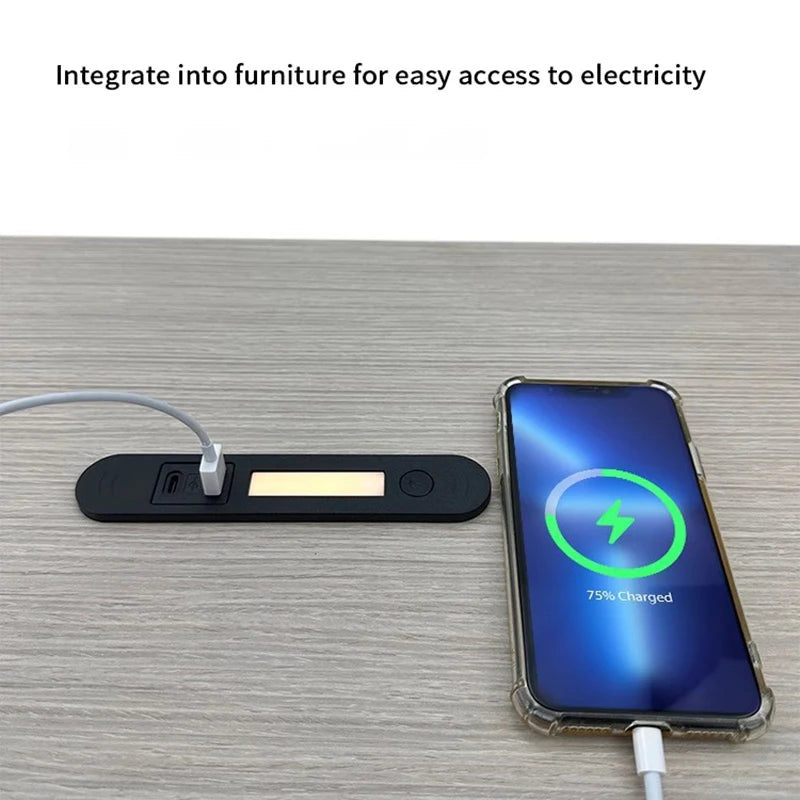 USB And Type-C Charging Socket With Led Light Multi-function Embedded Night Light Socket Hidden For Bedside Table Sofa Furniture Peaceful Pleasures Health and Wellness