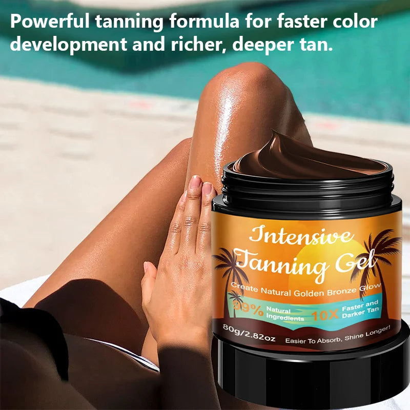 Yuitikue Intensive Tanning Gel, 80g 10X Faster Darker Tan Gel for Natural Golden Bronze Glow, 99% Natural Ingredients Peaceful Pleasures Health and Wellness