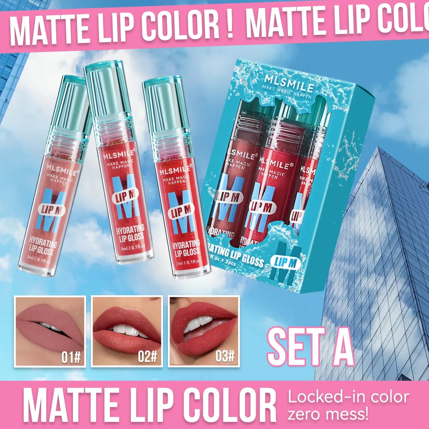 MLSMILE Pearl Lip Gloss – Matte Velvet, Waterproof, Long Lasting
