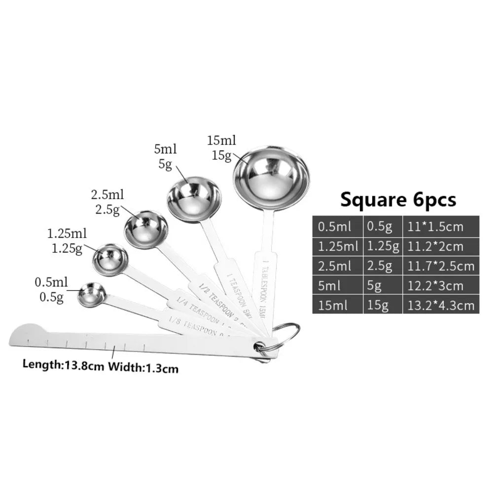 Stainless Steel Measuring Spoon Set – Engraved Scale Baking