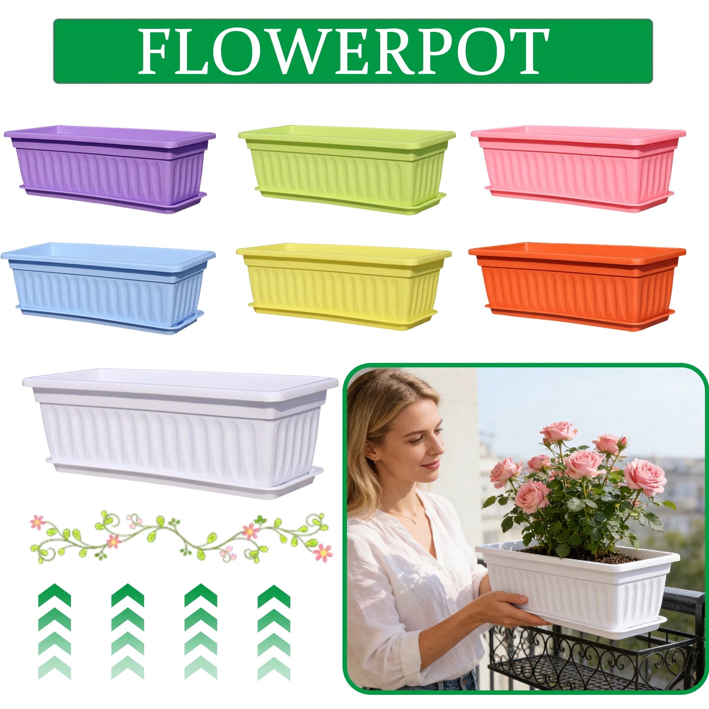 Plastic Vegetable Planters Rectangular Flowerpots For Balcony Indoor Gardening Breathable Plants Pots Garden Tools Peaceful Pleasures Health and Wellness