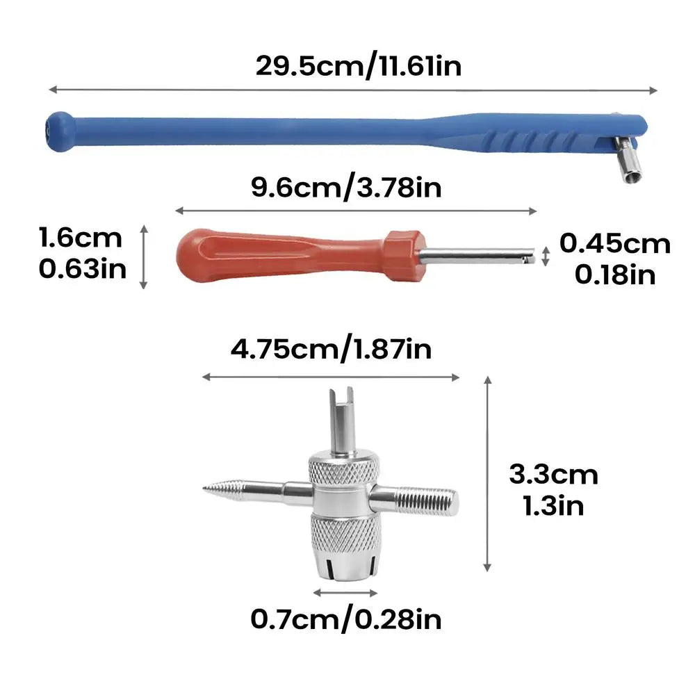 3pcs Tire Valve Stem Tool Kit Metal Installation & Repair Wrench Valve Stem Removal Tool for Motorcycle Car Bicycle Automotive Peaceful Pleasures Health and Wellness A