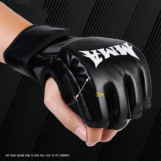 Professional Boxing Training Gloves Half Finger Leather Cushion for Adult Sanda Boxing UFC Training Sandbag Knuckles Peaceful Pleasures Health and Wellness