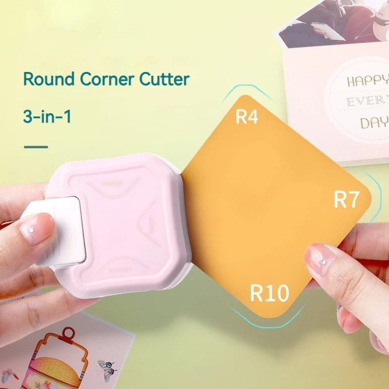 3-in-1 Corner Rounder Punch R4 R7 R10mm Round Cutter Trimmer Card