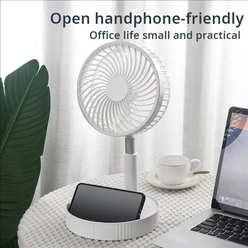 Retractable Fan USB Charging Folding Portable Mini Electric Fan Dormitory Outdoor Cooling Appliances Adjustable Home Fans Peaceful Pleasures Health and Wellness