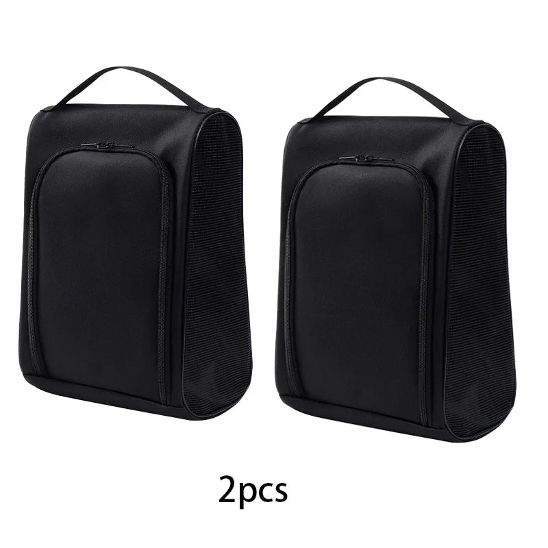 Lightweight Breathable Shoe Bag for Golf & Sports, Portable Oxford Cloth Shoe Carrier Bag, Dustproof Handbag for Travel Storage Peaceful Pleasures Health and Wellness 2pcs black