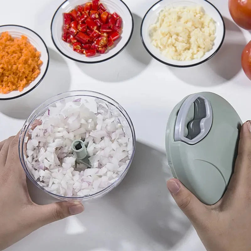 Manual Hand Pull Food Chopper – Garlic, Veggie & Herb Mincer