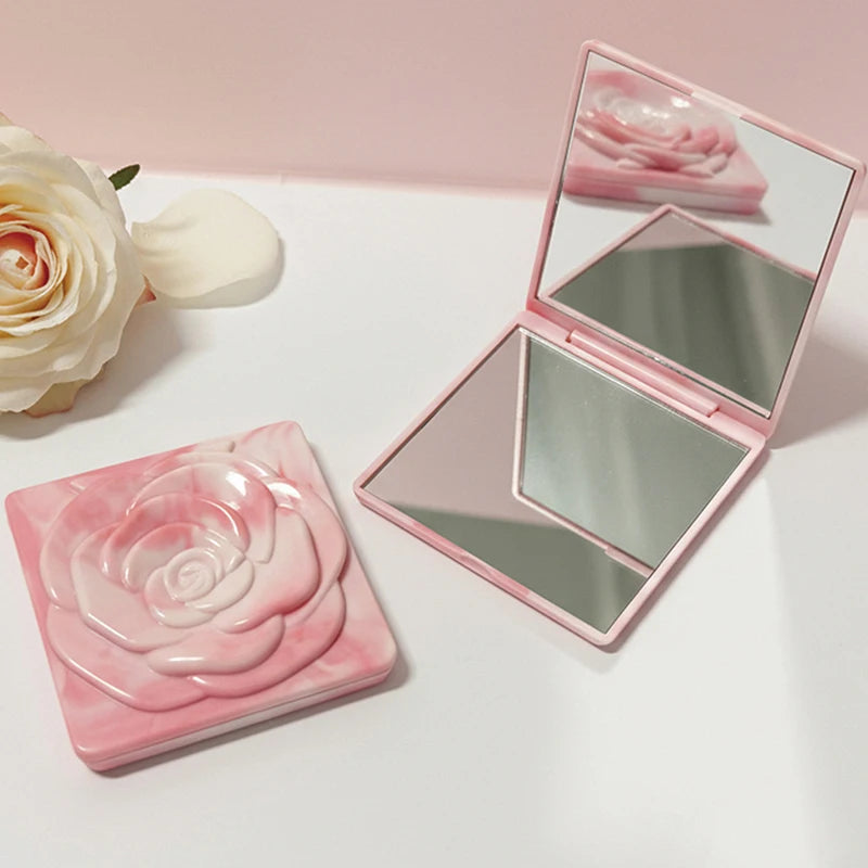 Retro Rose Double-Sided Pocket Compact Mirror | Makeup Tool