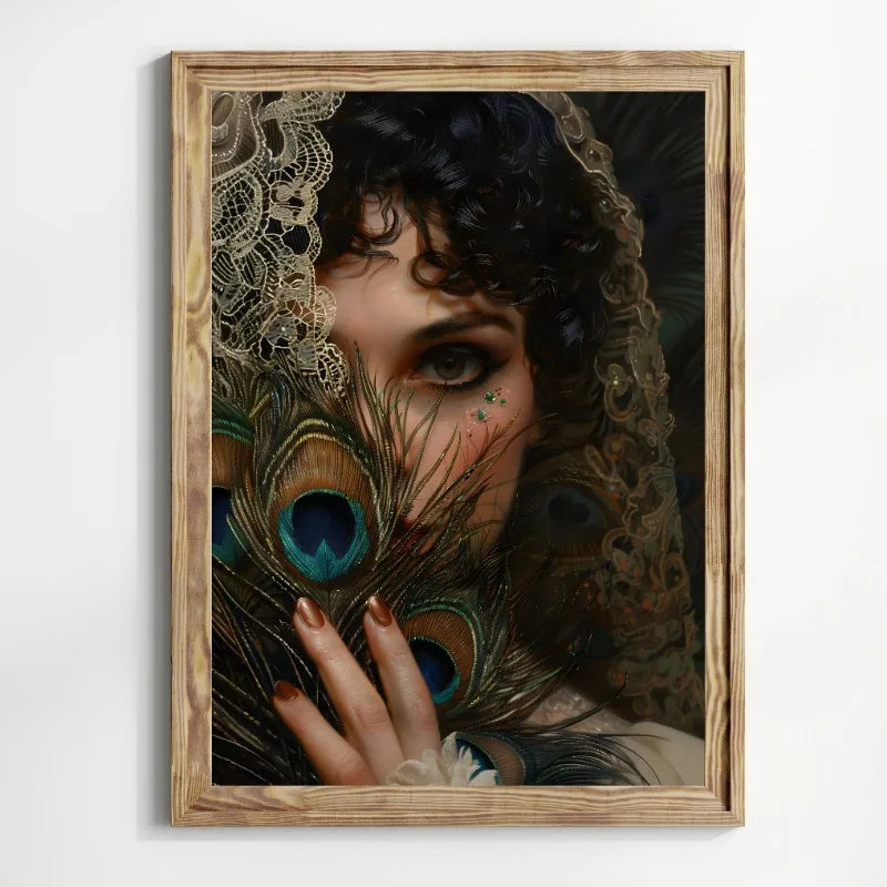 Victorian Woman Canvas Wall Art | Moody Vintage Black Rose Print