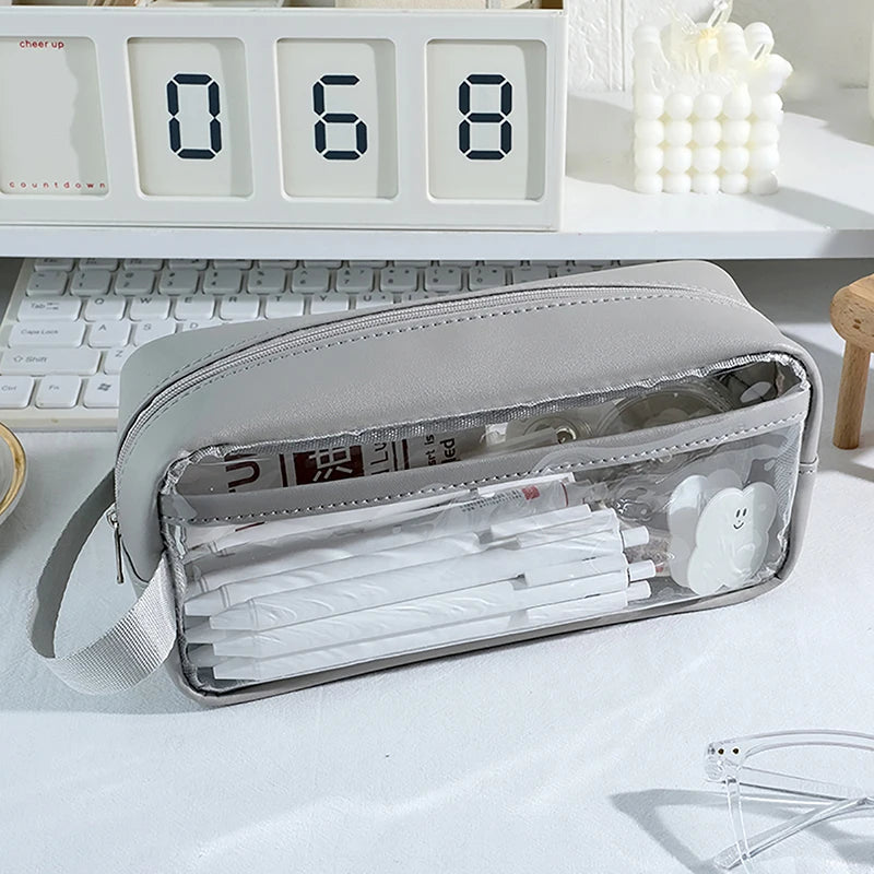 Transparent Large Capacity Pencil Case – Waterproof PVC Pouch