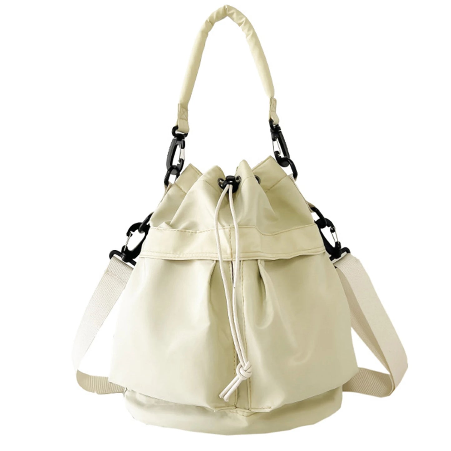 Fashion Women Shoulder Bag Nylon Women Large Capacity Casual Handbag Drawstring Crossbody Bag Tote Bag UNISEX Gifts for Lady Peaceful Pleasures Health and Wellness Beige