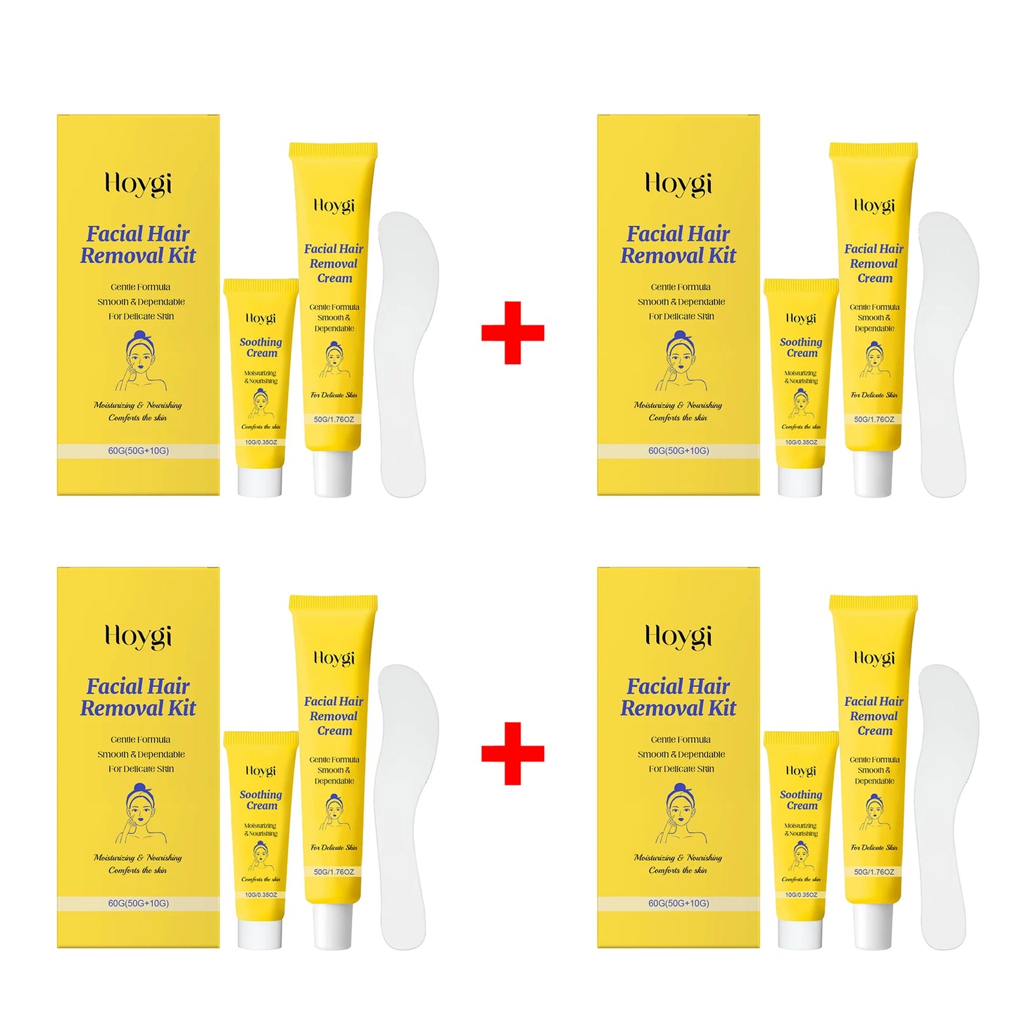 Facial Hair Removal Cream Set for Chin & Upper Lip Removes Fine Hair Depilatory Skin Smooth Shea Butter Facial Hair Remover Kit Peaceful Pleasures Health and Wellness 4 Set