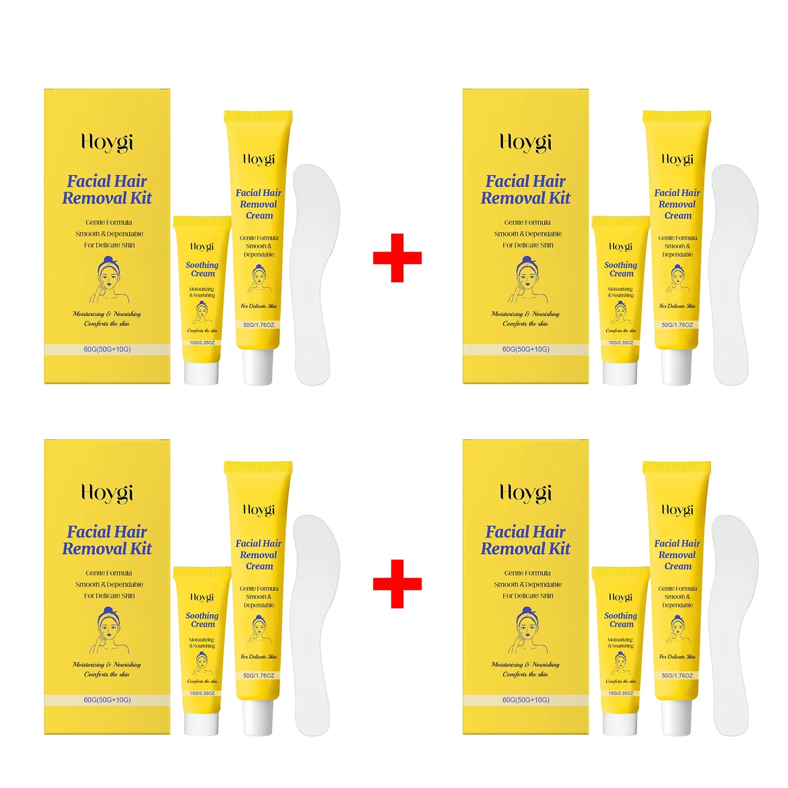 Facial Hair Removal Cream Set for Chin & Upper Lip Removes Fine Hair Depilatory Skin Smooth Shea Butter Facial Hair Remover Kit Peaceful Pleasures Health and Wellness 4 Set